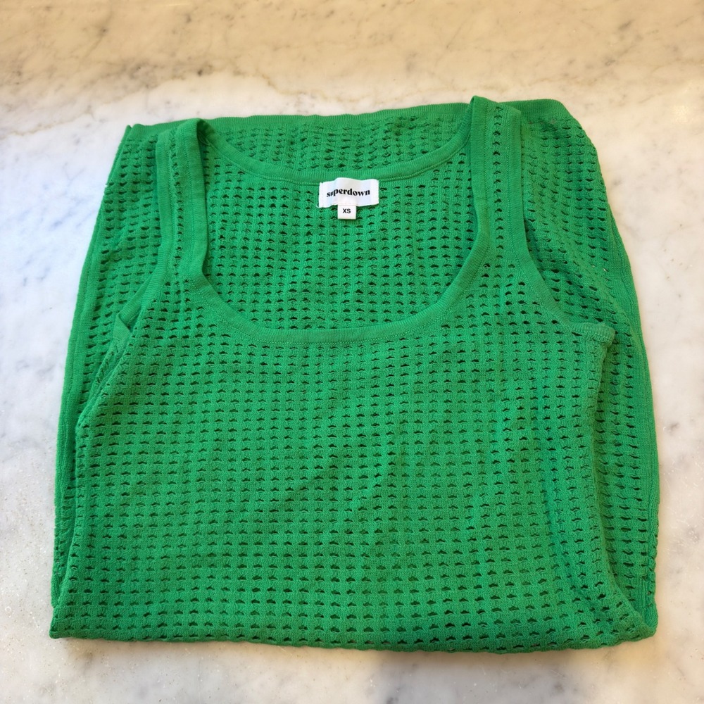 Superdown Green Knit Tank Dress Scoop Neck Casual XS